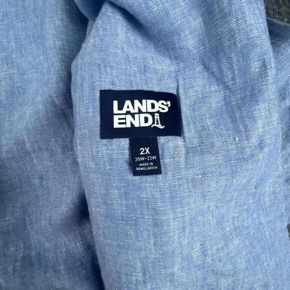 Land's End Blazer Women's Sz 2X 20W Blue 100% Linen 2-Button Summer Sport Coat - Picture 4 of 8